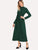 Flower Embroidered Mock Neck Belted Maxi Dress
