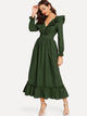 Double V Neck Surplice Ruffle Maxi Dress