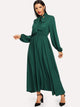 Lantern Sleeve Tie Neck Maxi Dress