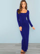 Square Neck Fitted Solid Maxi Dress
