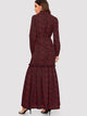 Tie Neck Love Print Frill Trim Maxi Dress