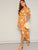 Flower Print Frilled Cuff Wrap Split Maxi Dress