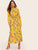 Floral Print Belted Chiffon Maxi Dress
