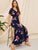 Lace Insert Ruffle Hem Floral Maxi Shirt Dress