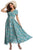 Women Flower Print Casual Split Maxi