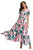 Women Flower Print Casual Split Maxi
