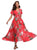 Women Flower Print Casual Split Maxi