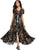 Women Flower Print Casual Split Maxi