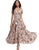 Women Flower Print Casual Split Maxi