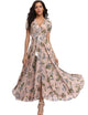 Women Flower Print Casual Split Maxi