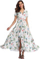 Women Flower Print Casual Split Maxi