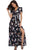 Women Flower Print Casual Split Maxi