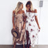 Floral print Vintage chiffon white maxi dress