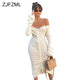 Front Drawstring Sexy Off Shoulder Maxi Dress