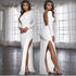 Long sleeve high side split bodycon maxi dress